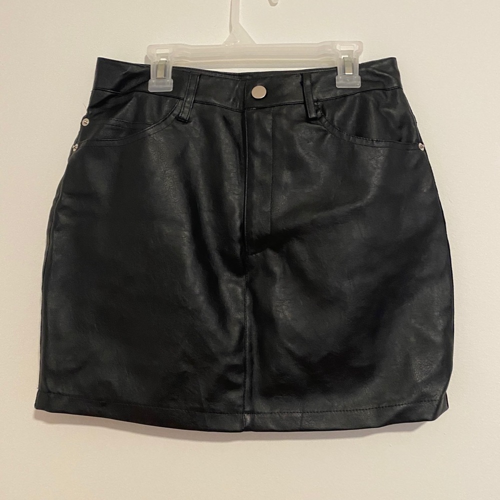 Faux Mini Skirt Black
